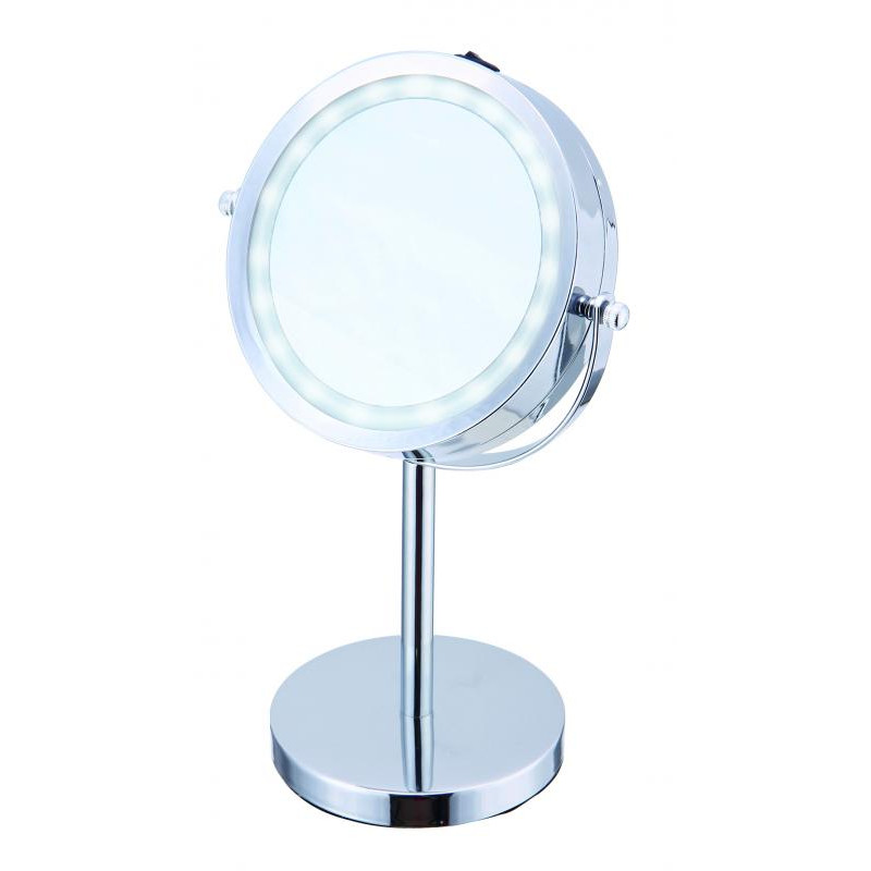 Espejo de maquillaje semicircular con Bluetooth para baño, luz LED