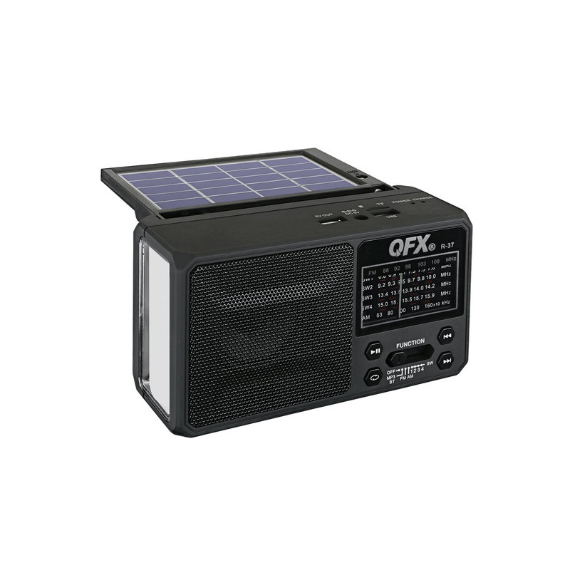 Radio de panel solar de 6 Bandas, USB, MARCA QFX LA INCREIBLE ABM