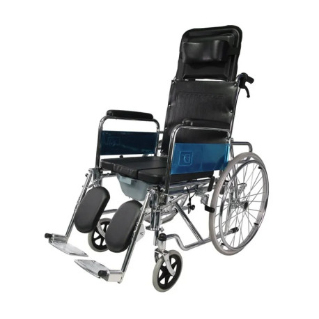 Silla de ruedas con Baño y respaldo alto reclinable de acero MARCA ABM MEDICAL CARE