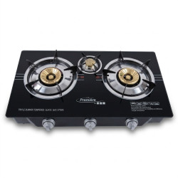 Estufa de 3 hornillas top de Vidrio negro MARCA PREMIERE BY ABM