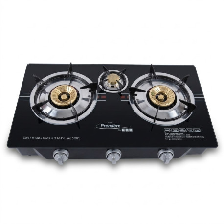 Estufa de 3 hornillas top de Vidrio negro MARCA PREMIERE BY ABM