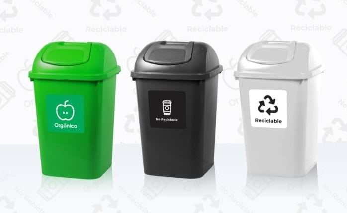 Combo Bote para Basura Vaivén, Negro + Verde + Blanco - 44 Litros