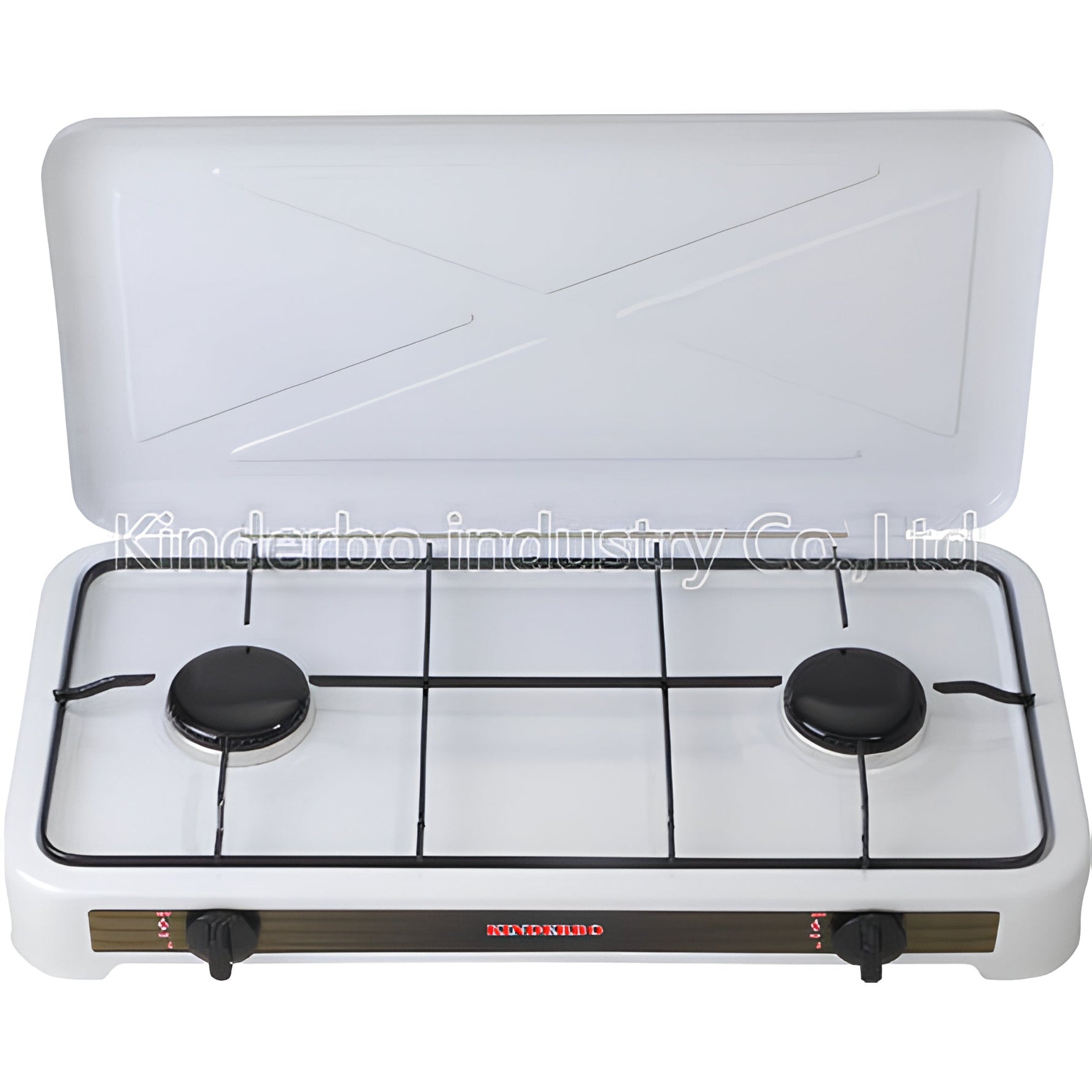 Estufa de mesa a gas de 2 hornillas con tapa
