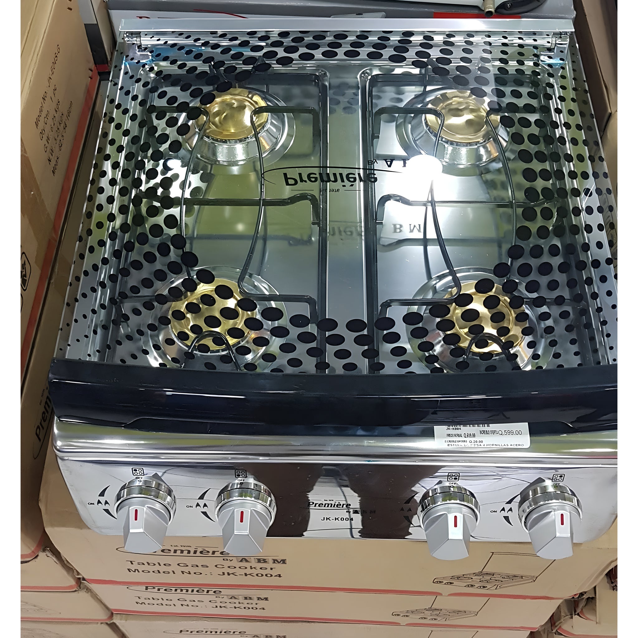 Estufa a gas de Acero inoxidable de mesa de 4 hornillas