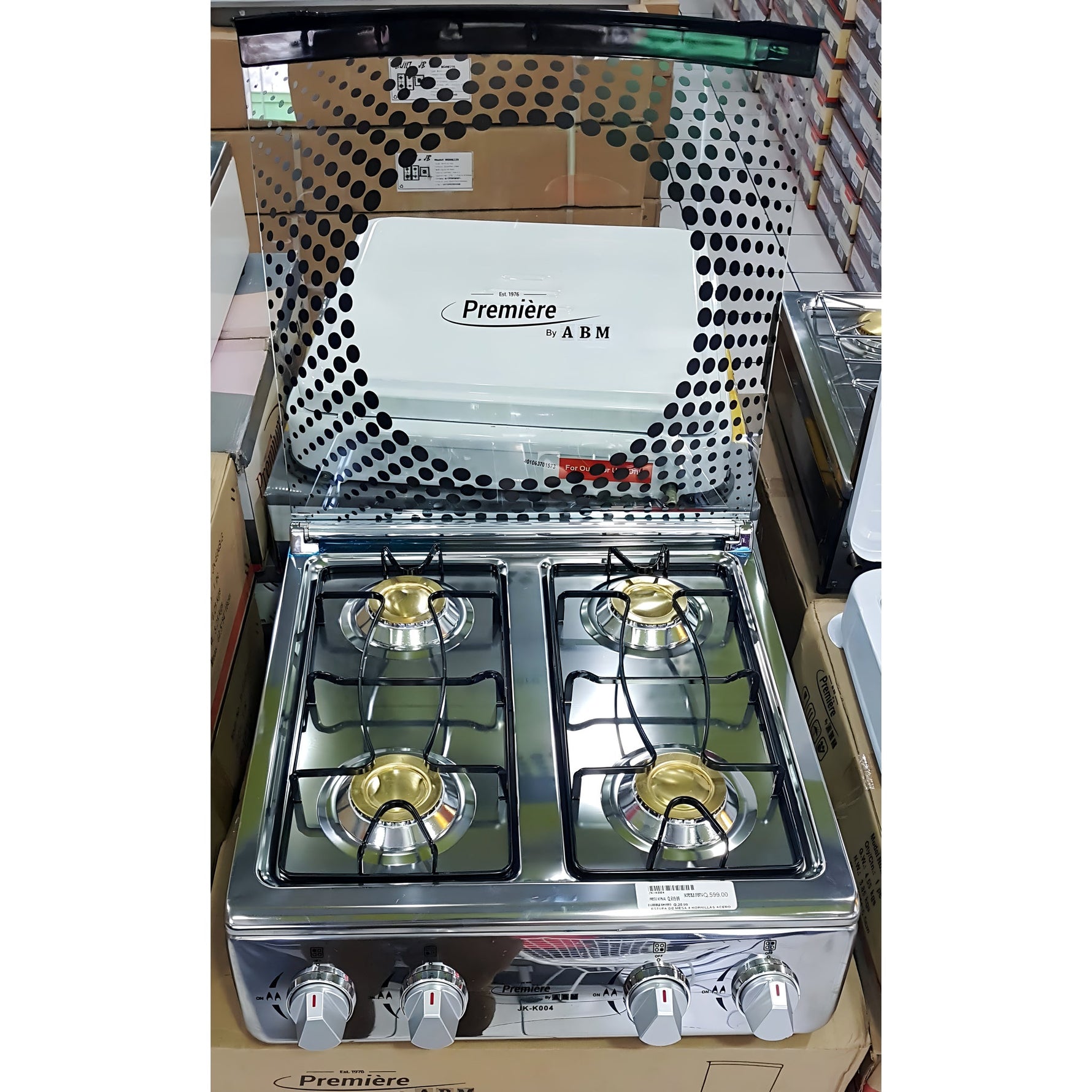 Estufa a gas de Acero inoxidable de mesa de 4 hornillas