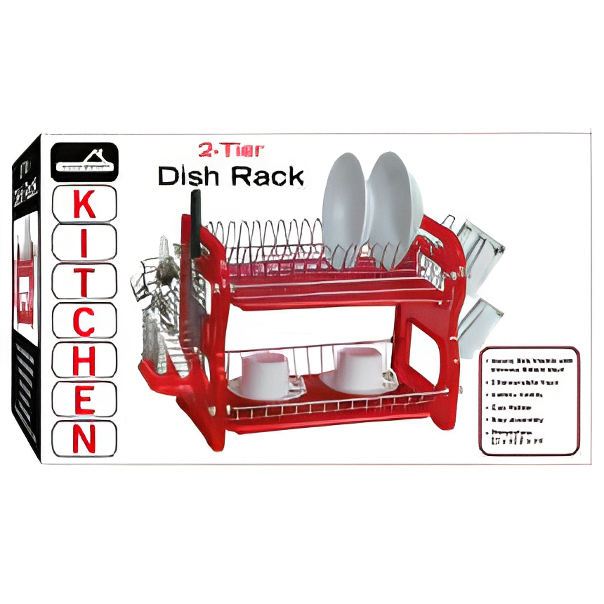 Escurridor de platos de 2 Niveles Rojo EUROWARE