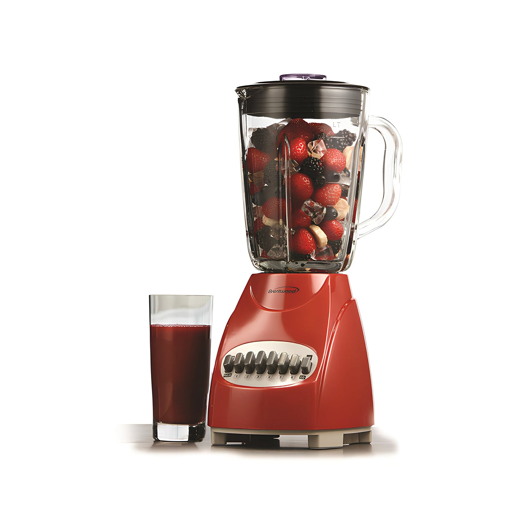 Licuadora de 12 Velocidades Roja Vaso de Vidrio