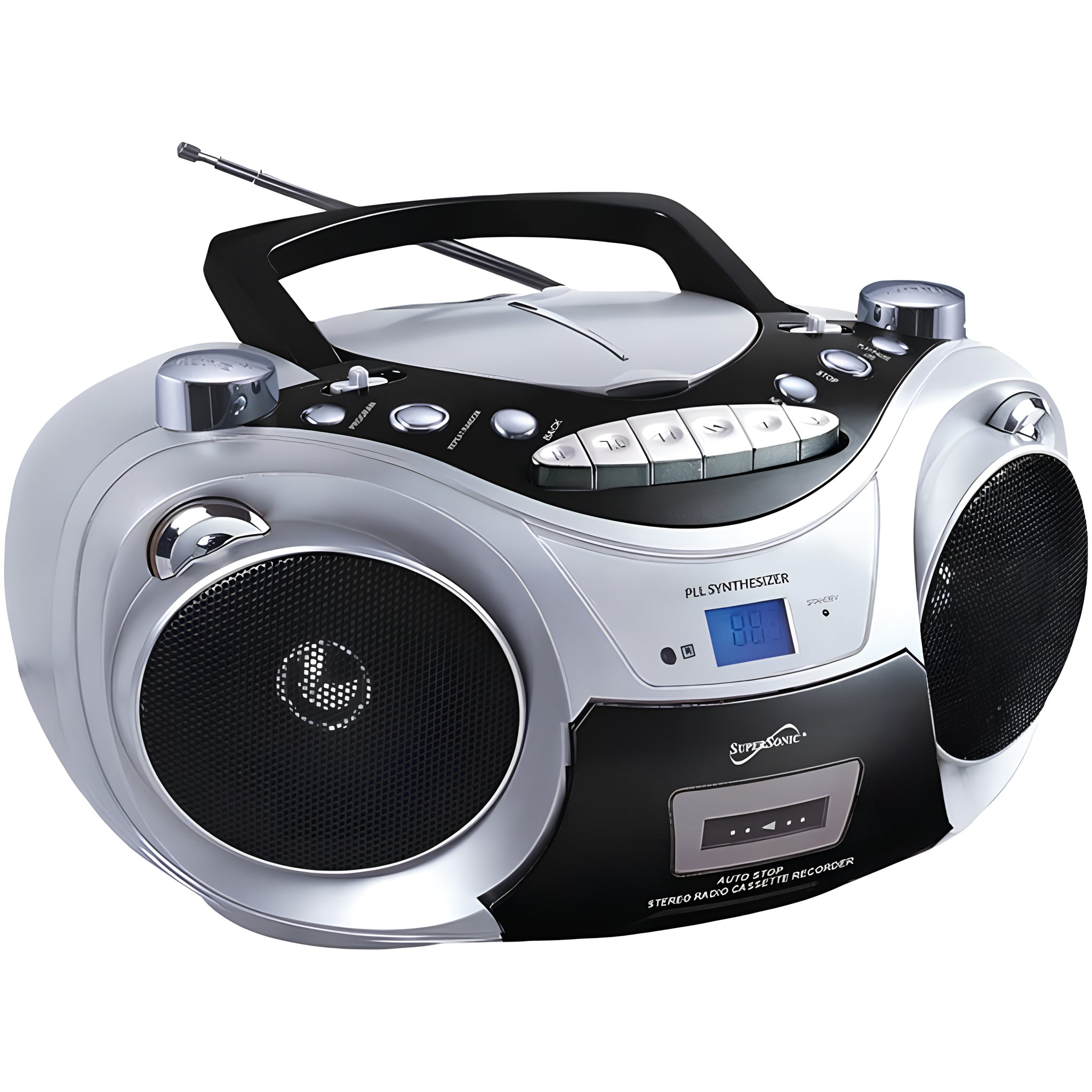 Radiograbadora Portátil Bluetooth con CD, MP3, Cassette y Radio AM/FM