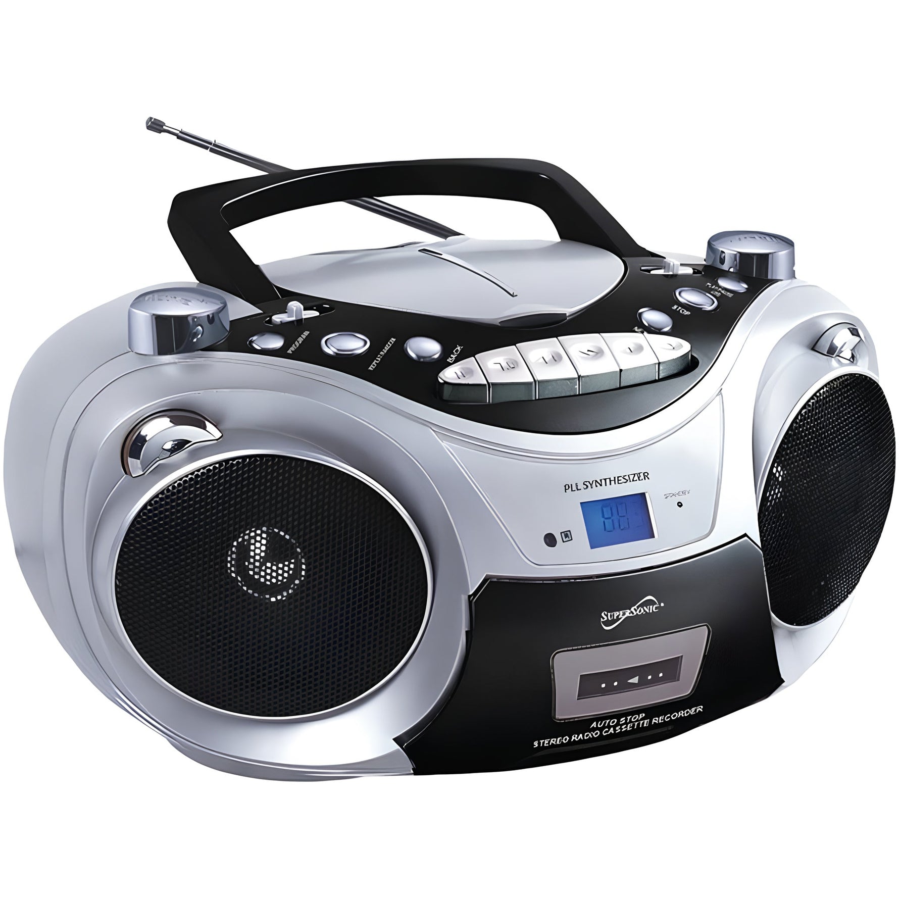 Radiograbadora Portátil Bluetooth con CD, MP3, Cassette y Radio AM/FM