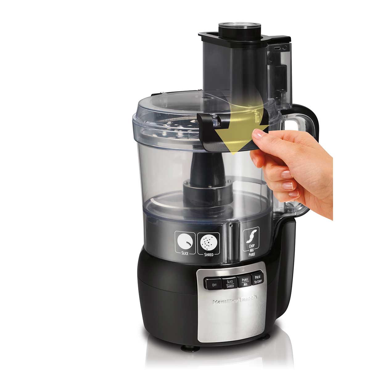 Procesador de alimentos de 10 tazas negro y acero inoxidabl MARCA HAMILTON BEACH