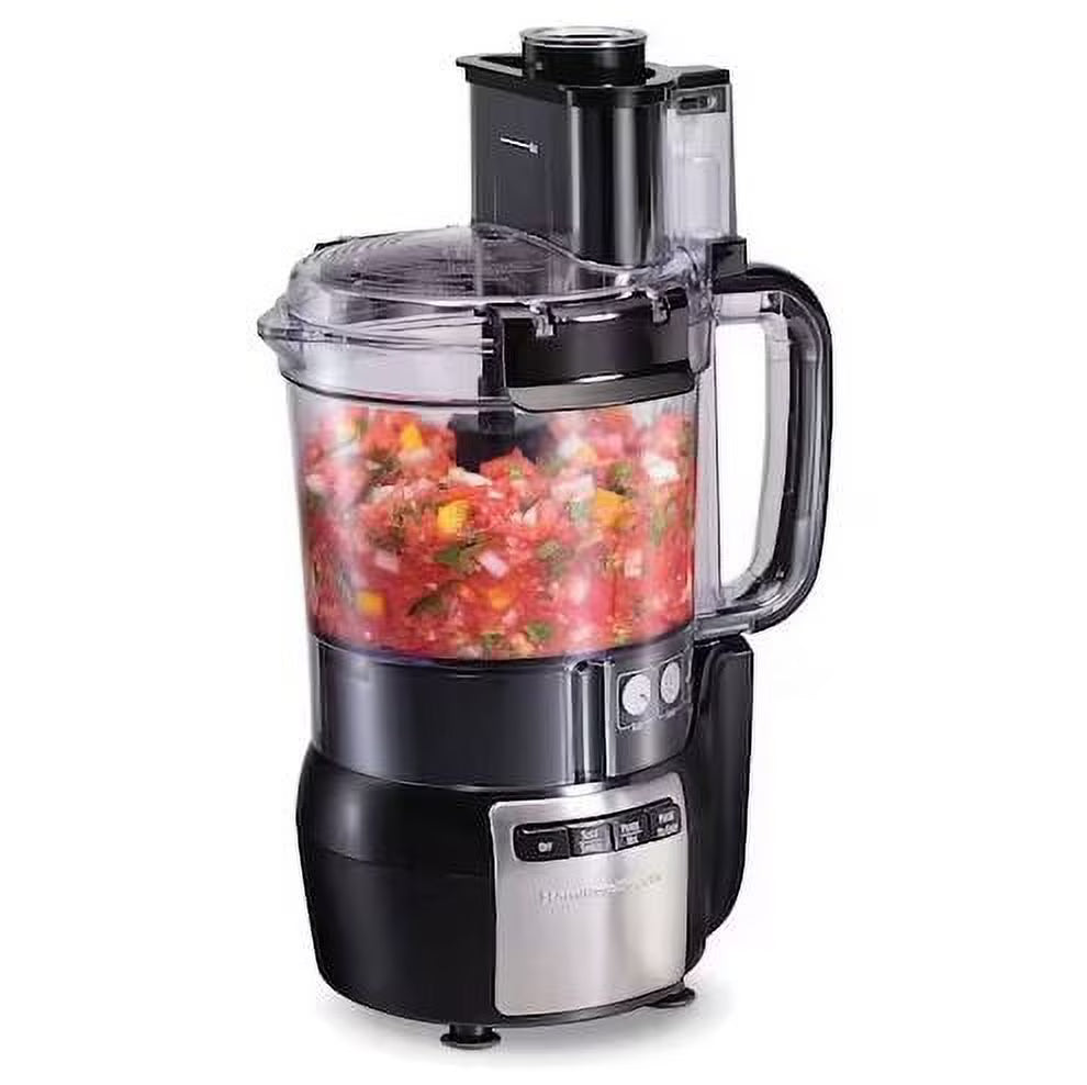 Procesador de alimentos de 10 tazas negro y acero inoxidabl MARCA HAMILTON BEACH