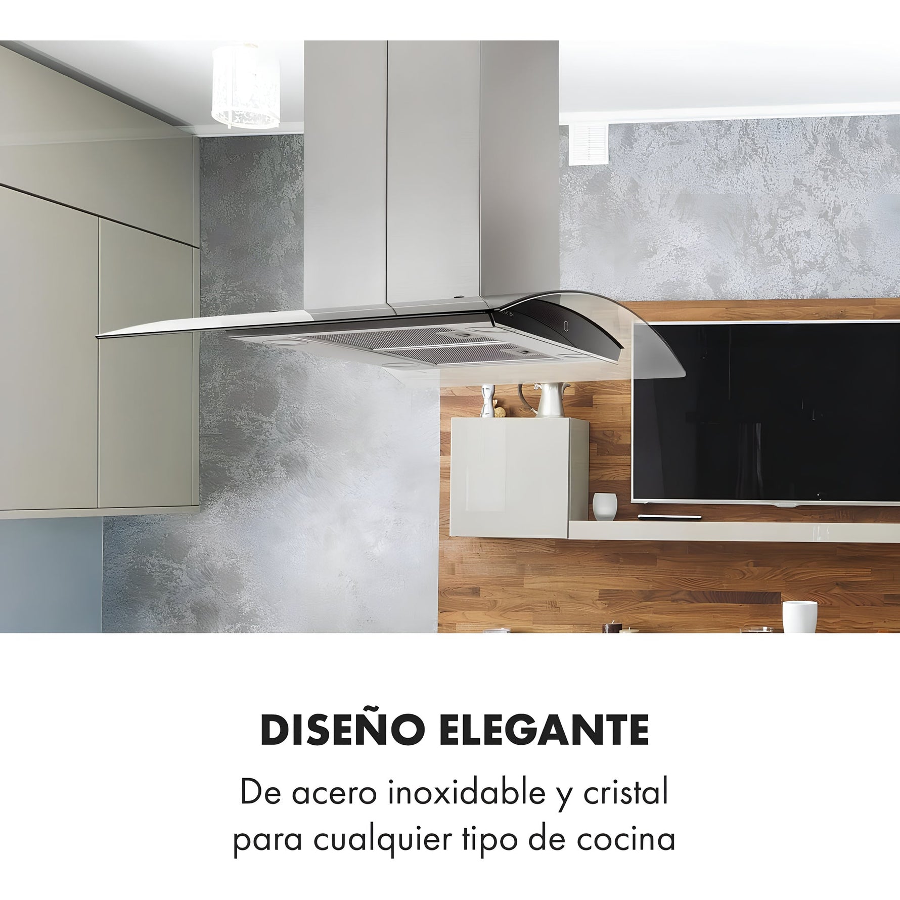Extractor de Olores para Isla tipo campana de vidrio curvo