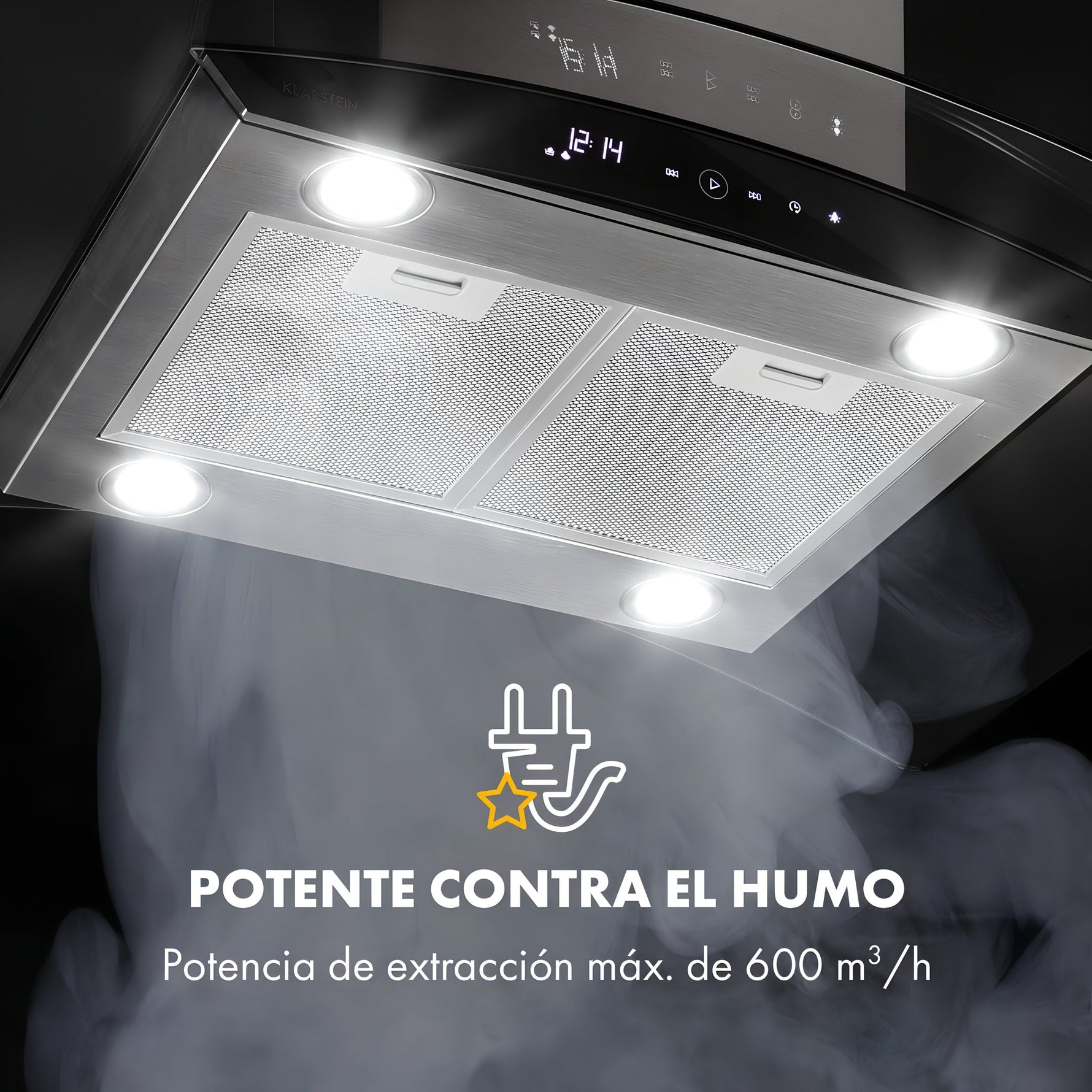 Extractor de Olores para Isla tipo campana de vidrio curvo