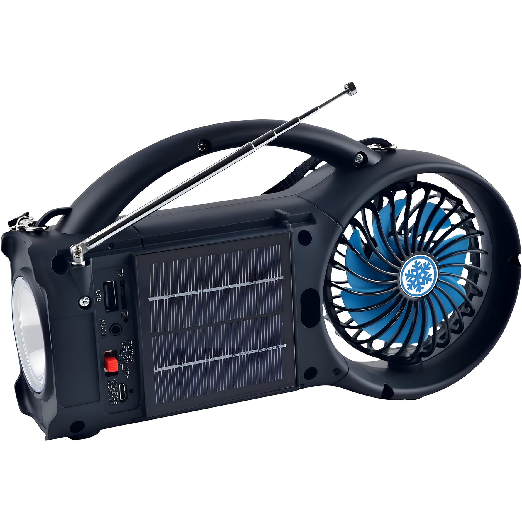 Radio ventilador con Bluetooth y energía solar