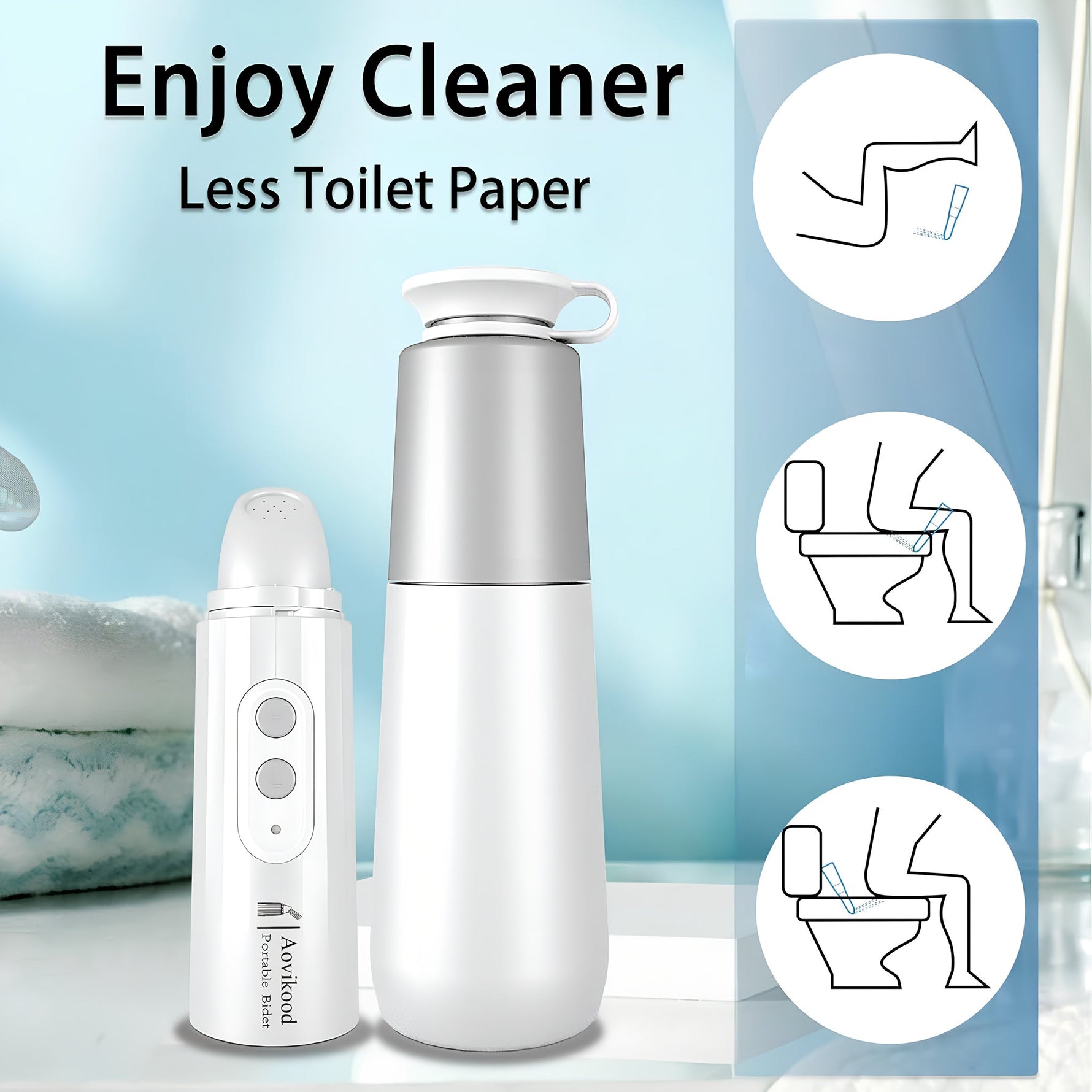 Bidet Eléctrico Portátil y Recargable (1 Boquilla)