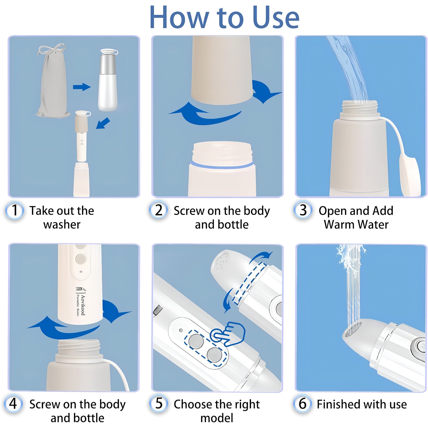 Bidet Eléctrico Portátil y Recargable (1 Boquilla)
