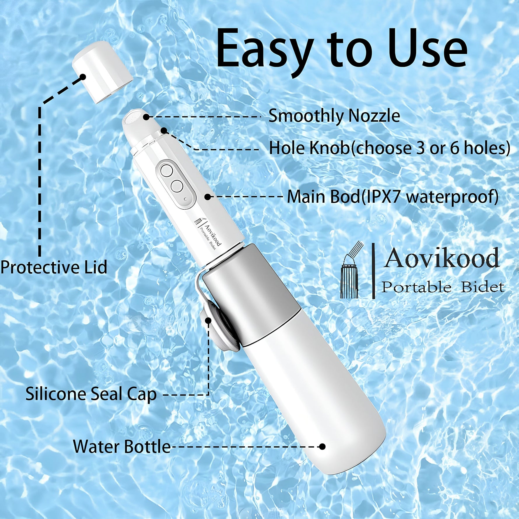 Bidet Eléctrico Portátil y Recargable (1 Boquilla)