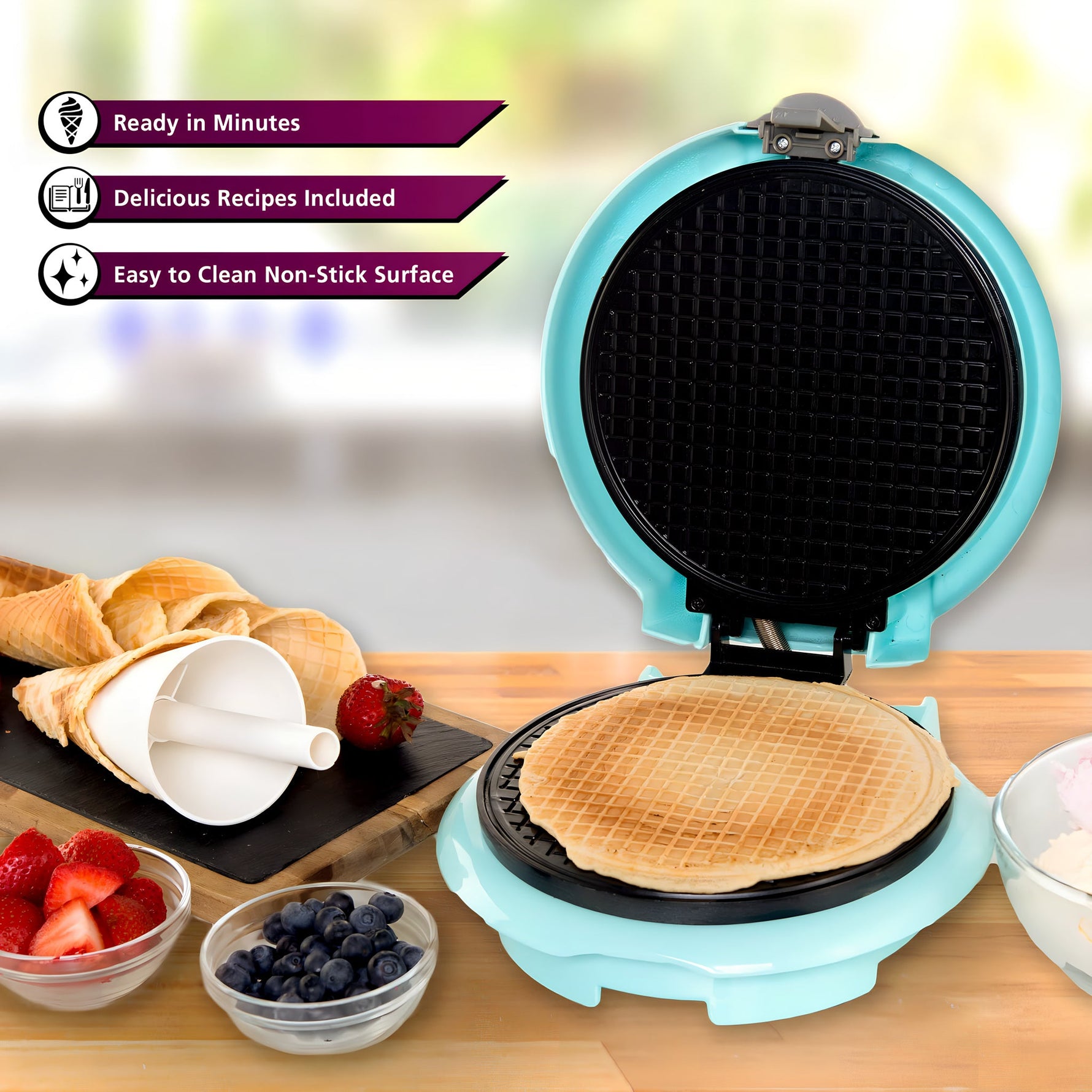 Máquina Wafflera para Conos de Helado y Barquillos