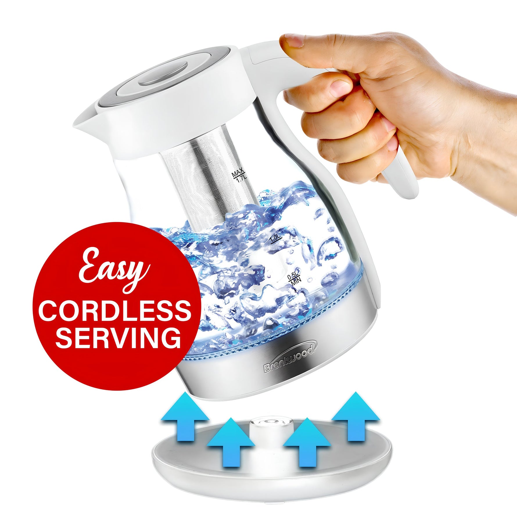 Tetera Eléctrica de Vidrio Borosilicato 1.7 Litros