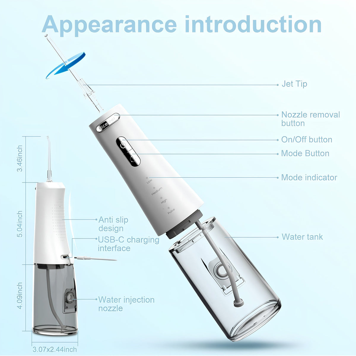 Irrigador Dental Portátil Inalámbrico (300ml)