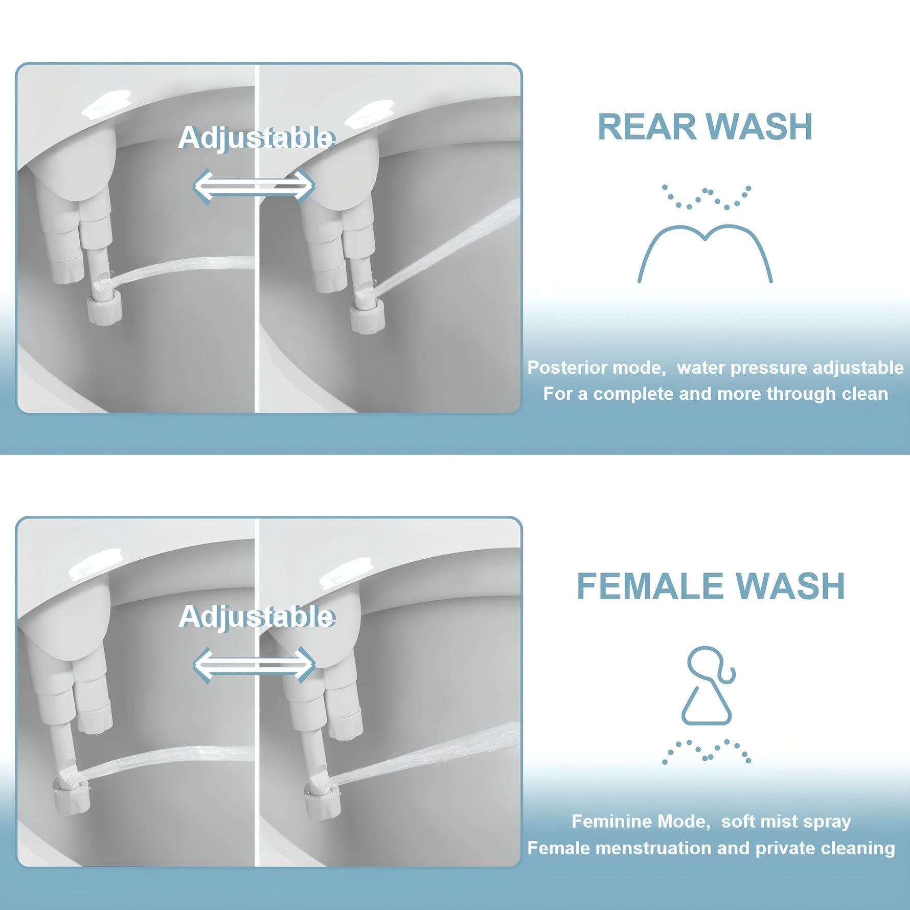 Bidet Delgado de Doble Boquilla para Inodoro