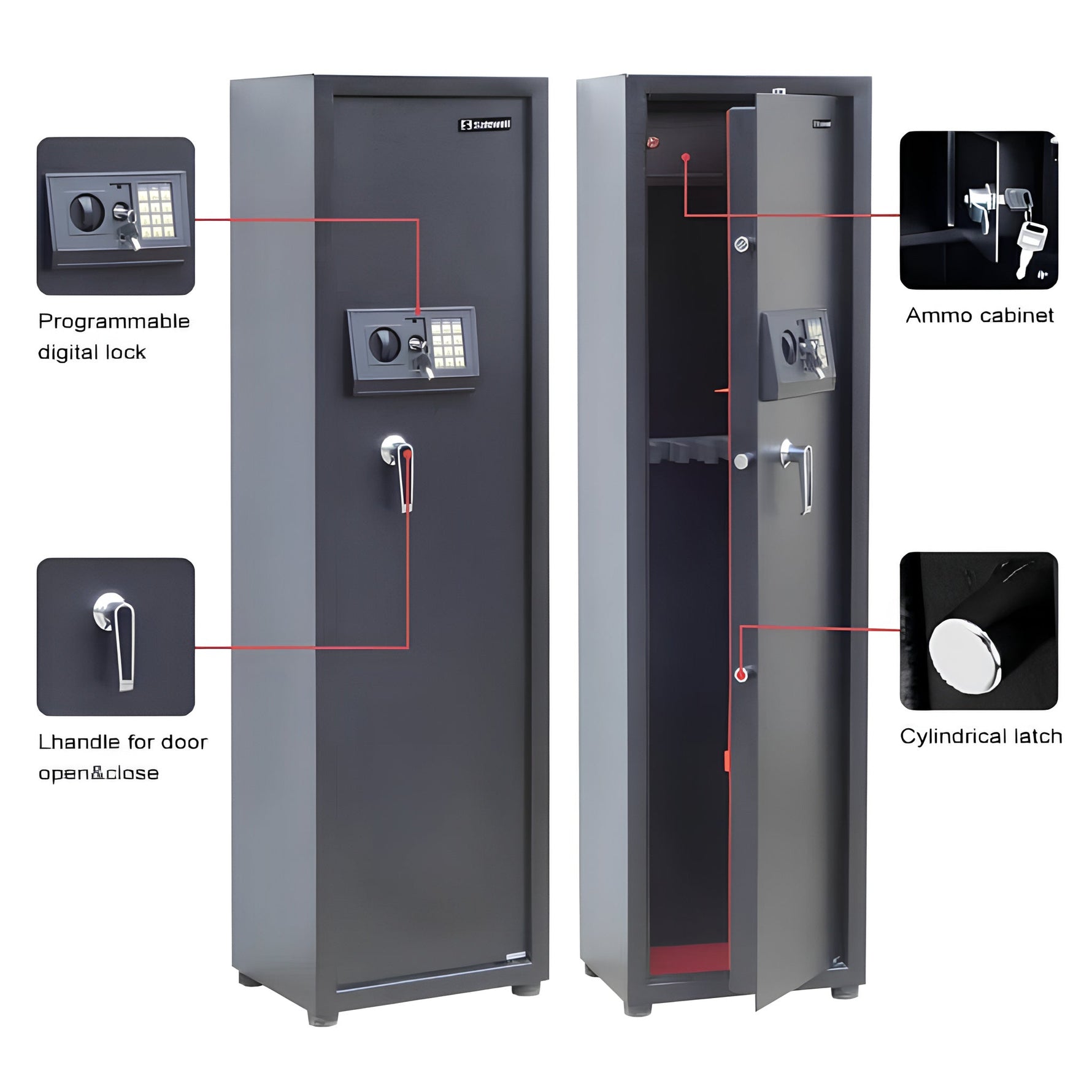 Caja fuerte para 10 armas de sistema digital y con llave