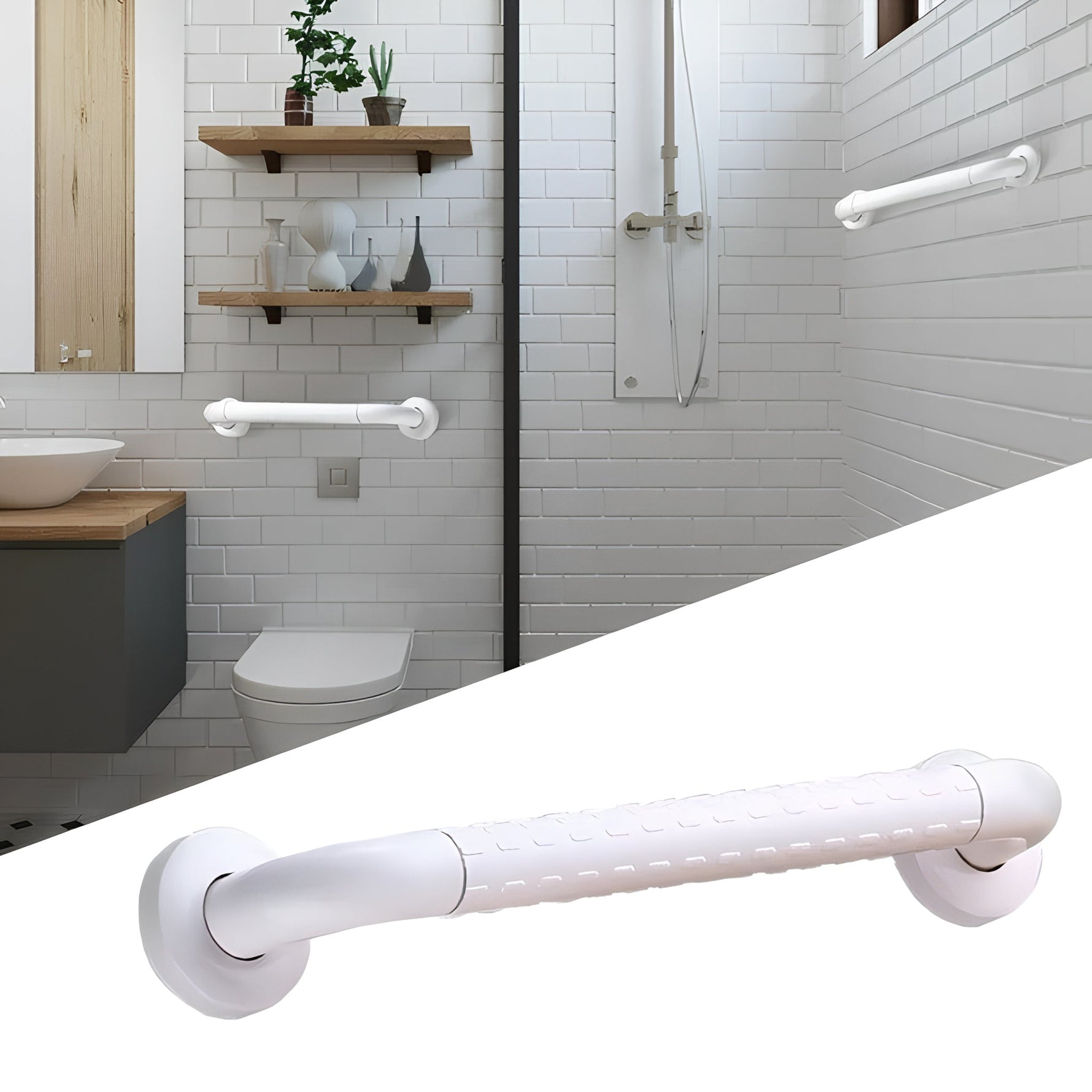 Barra de Apoyo Blanca para Baño de 60 cm