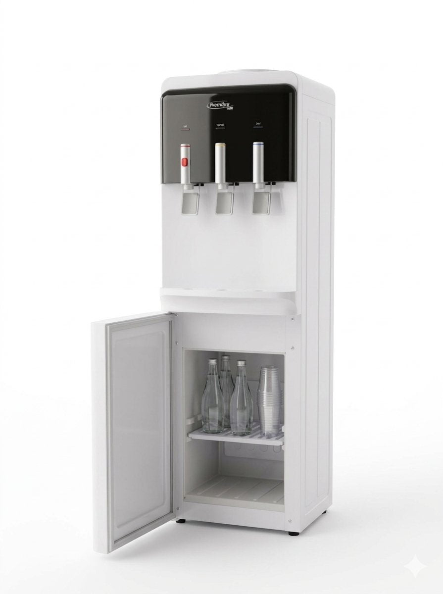 Dispensador de Agua de 3 Temperaturas y refrigerador abajo
