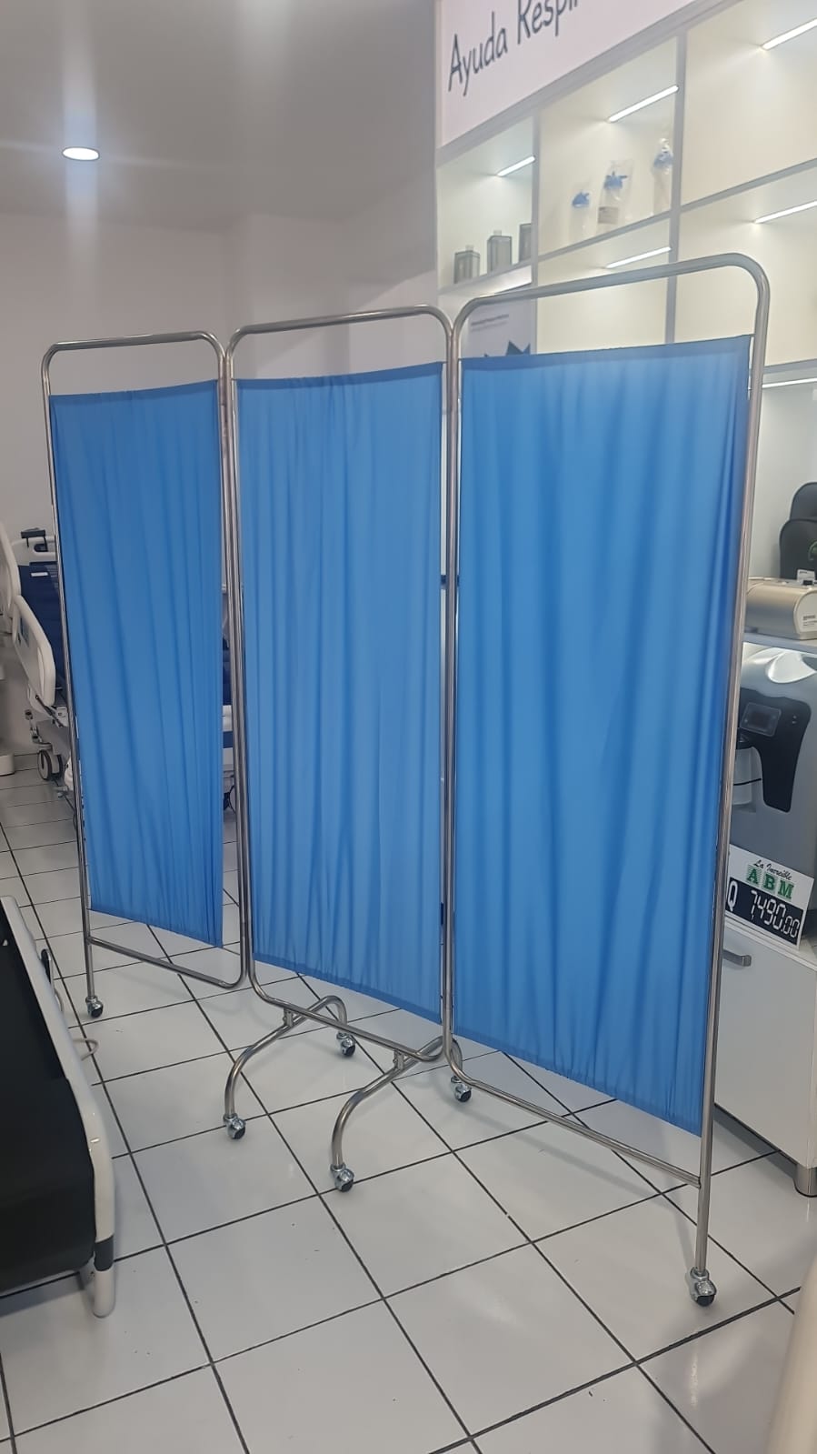 Biombo De 3 Cuerpos De Acero Inoxidable Plegable