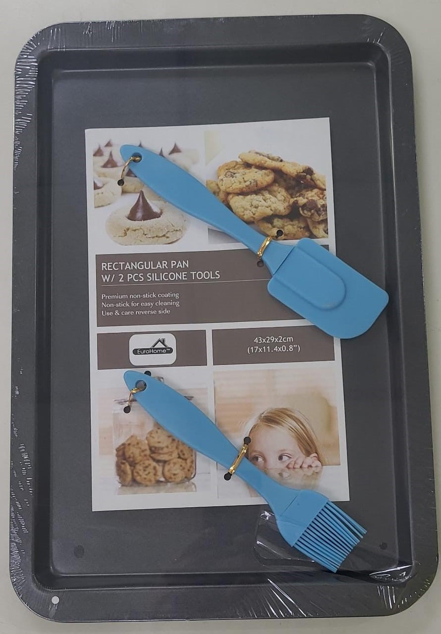 Bandeja para hornear con 1 brocha y 1 espatula de silicon