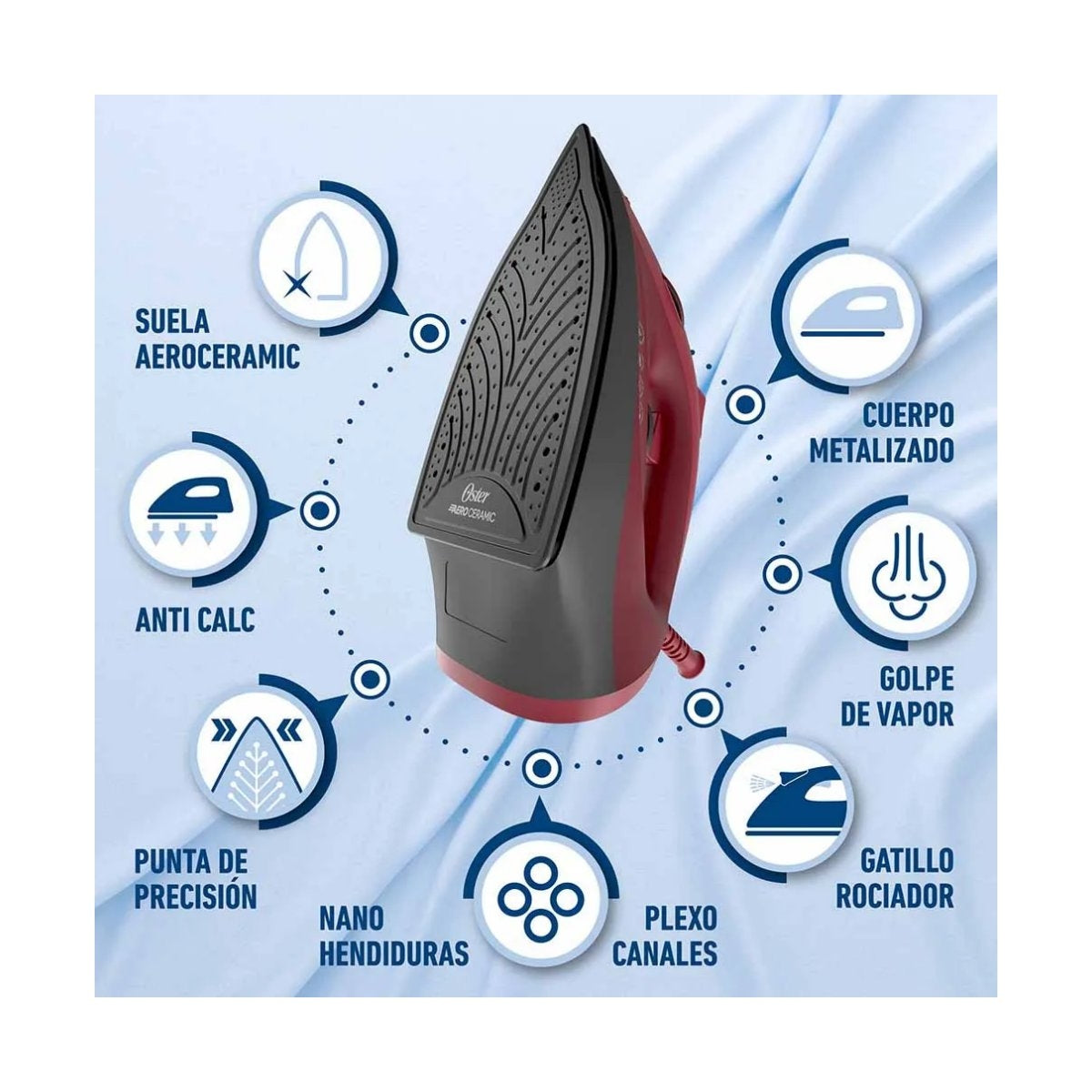 Plancha a vapor de ropa color Rojo MARCA OSTER